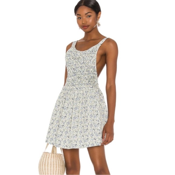 Free People Blue & Green Floral Petunia Mini Dress - Picture 1 of 7